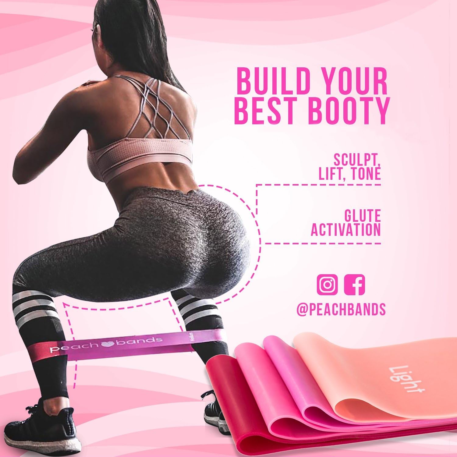 Resistance Bands Set - Exercise Workout Bands for Legs and Butt