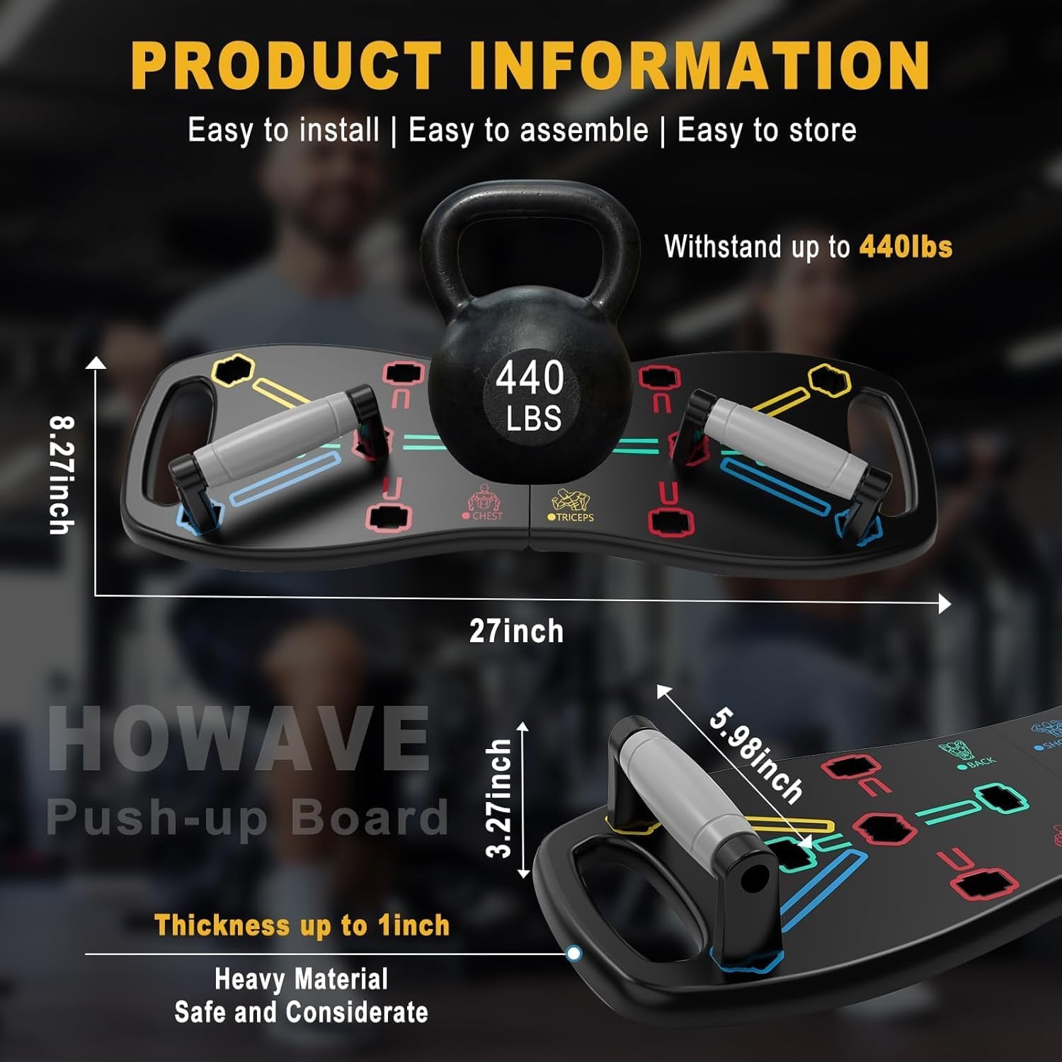 Push up Board, Portable Pushup Board for Men, Foldable Push up Bar | Multifunctional Pushup Handles for Floor, Strength Training Equipment for Home Gym, Suitable for Beginners and Teenagers