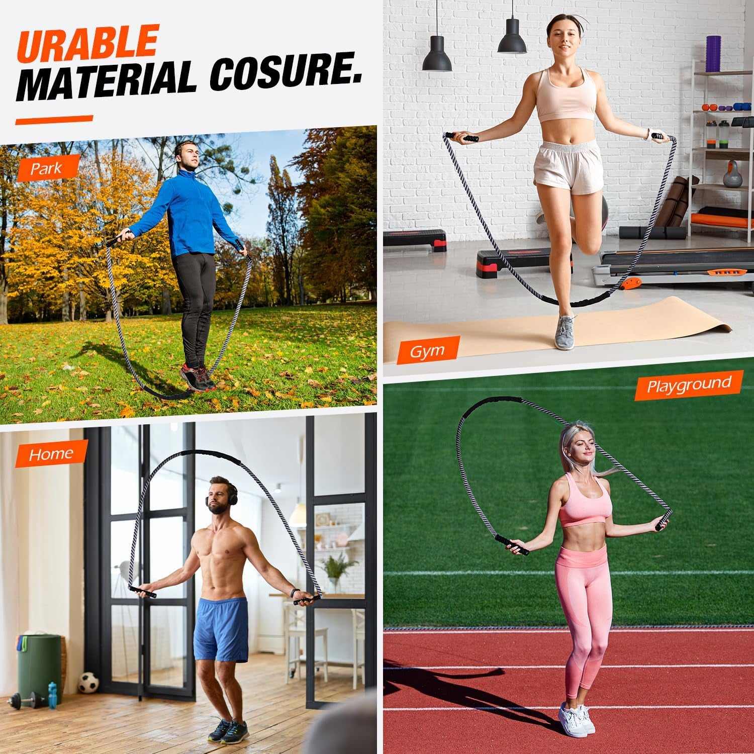 Jump Rope, Weighted Jump Rope for Fitness, Heavy Skipping Ropes for Men Women, Home Gym Workout Equipment Set, Suitable for Boxing, Cardio, Training Muscles, Full Body Exercise Weight Loss at Home