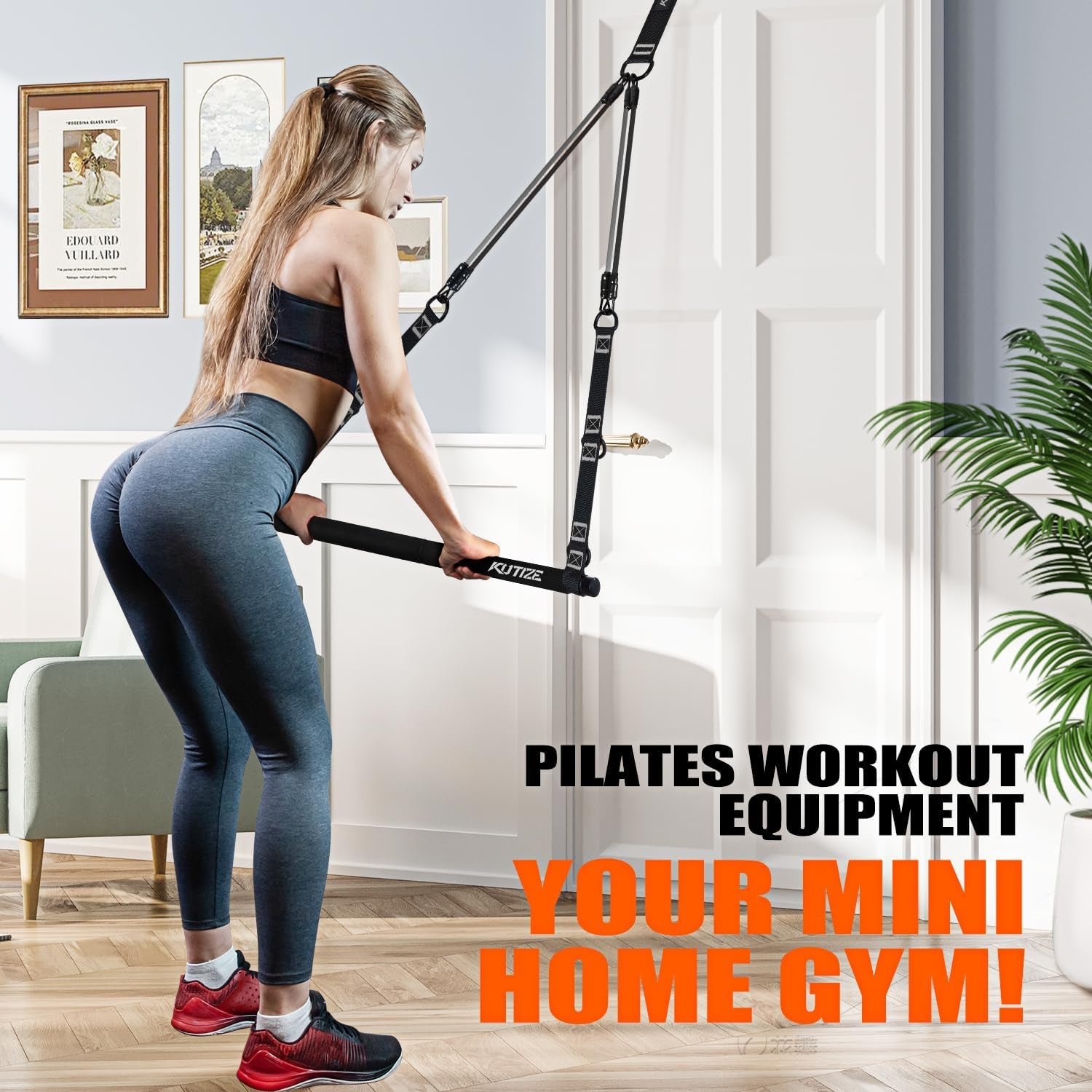 Pilates Bar Kit with Resistance Bands, Pilates Equipment, Multifunctional Pilates Bar for Women & Men, Pilates Kit for Hip, Back, Arm, Full-Body Workouts, Home Gym Strength Training Equipment