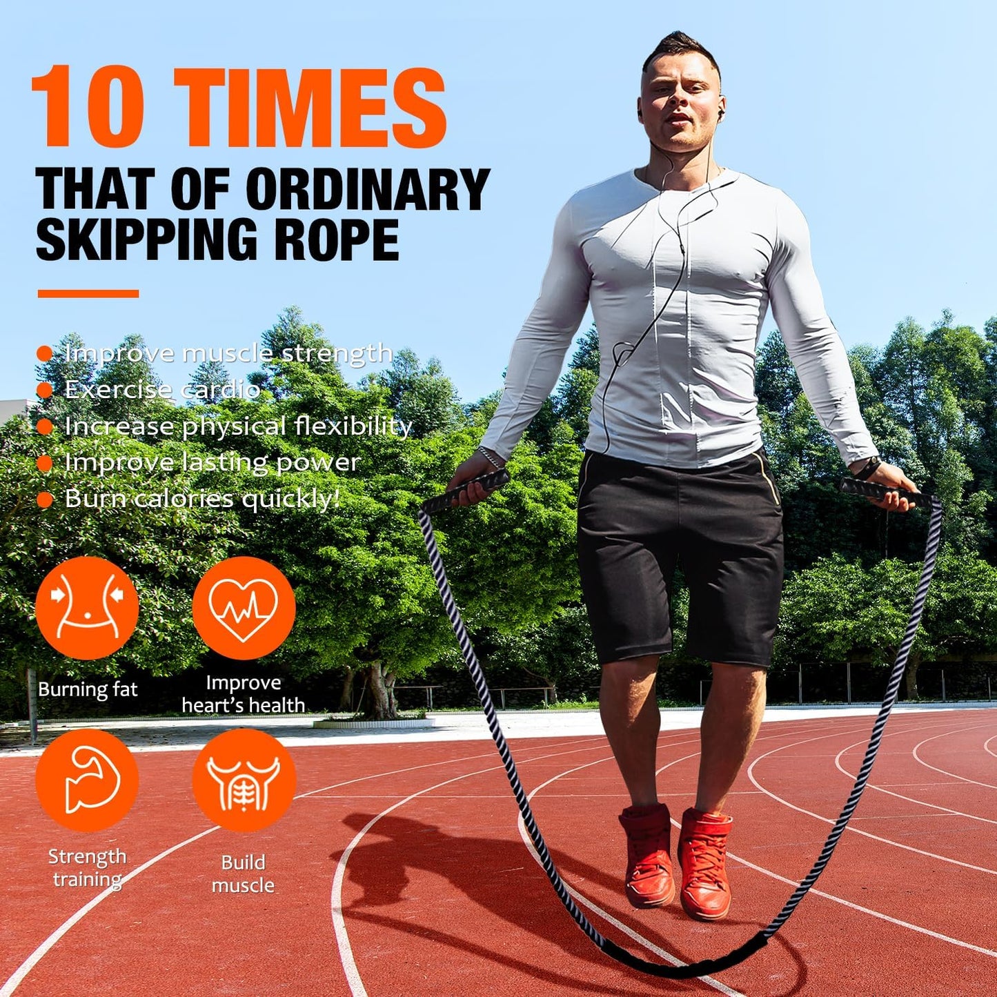 Jump Rope, Weighted Jump Rope for Fitness, Heavy Skipping Ropes for Men Women, Home Gym Workout Equipment Set, Suitable for Boxing, Cardio, Training Muscles, Full Body Exercise Weight Loss at Home