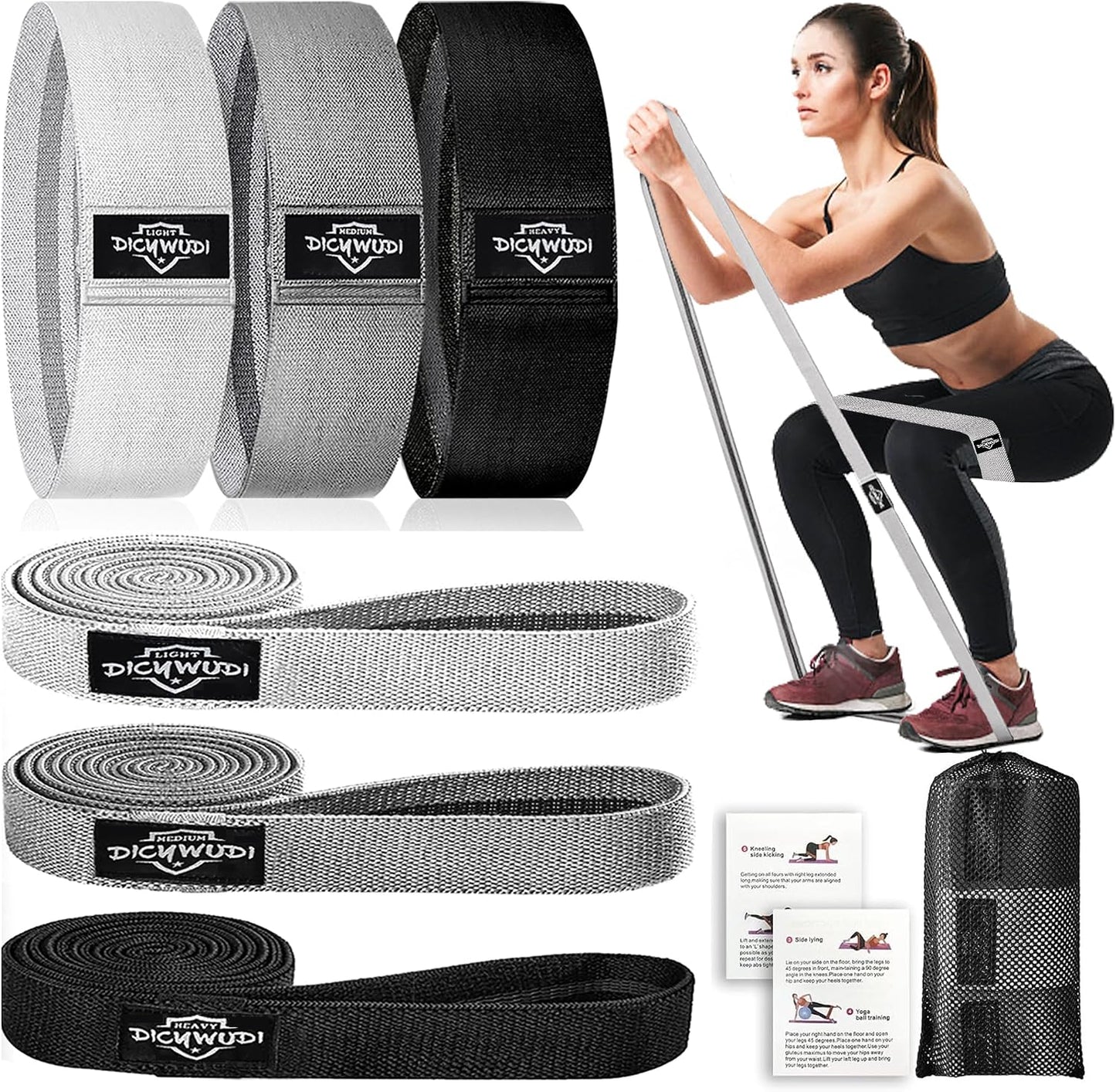 Fabric Resistance Bands for Working Out, 6Pack Non-Slip Exercise Bands for Women and Men, Fabric Booty Bands for Home, Fitness, Pilates, Stretching