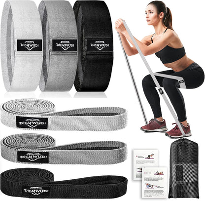 Fabric Resistance Bands for Working Out, 6Pack Non-Slip Exercise Bands for Women and Men, Fabric Booty Bands for Home, Fitness, Pilates, Stretching