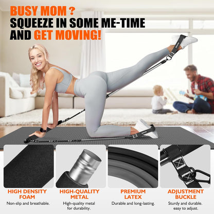 Pilates Bar Kit with Resistance Bands, Pilates Equipment, Multifunctional Pilates Bar for Women & Men, Pilates Kit for Hip, Back, Arm, Full-Body Workouts, Home Gym Strength Training Equipment